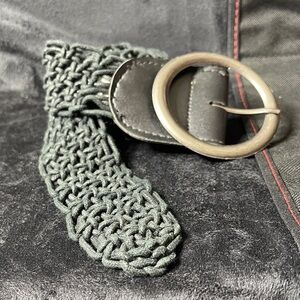 Well made women’s Black Woven Belt with Silver Buckle